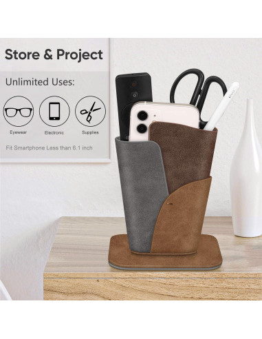 Soporte para Gafas Fintie - Estuche de Cuero Vegano Marrón