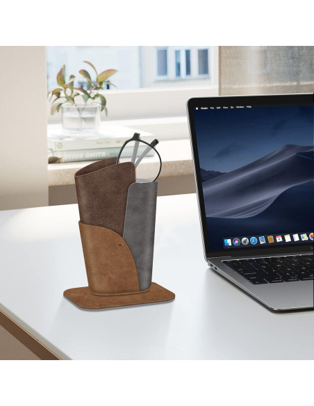 Soporte para Gafas Fintie - Estuche de Cuero Vegano Marrón