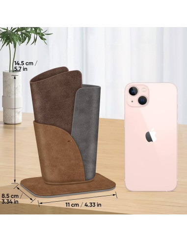 Soporte para Gafas Fintie - Estuche de Cuero Vegano Marrón