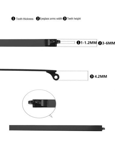 Brazos de Reemplazo Fendawn para Gafas 4 mm Negro