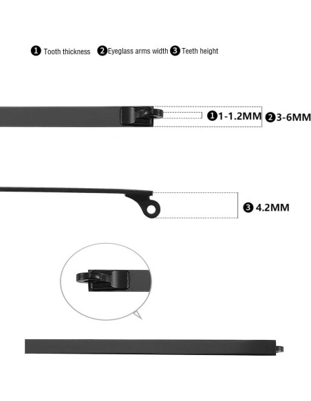 Brazos de Reemplazo Fendawn para Gafas 4 mm Negro