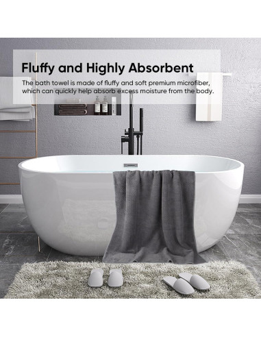 HOMEXCEL Juego de 2 Toallas de Baño Microfibra Gris 68.6x137.2cm