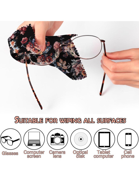 Paño de limpieza de gafas BHAHB 6 PCS microfibra floral