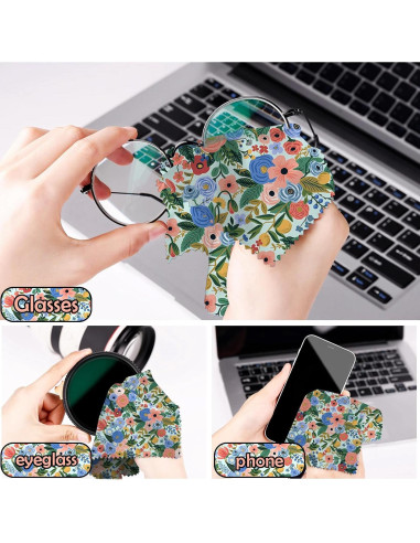 Paño de limpieza de gafas BHAHB 6 PCS microfibra floral