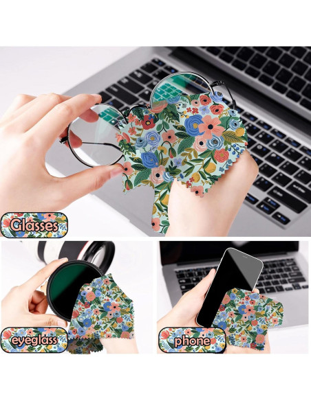 Paño de limpieza de gafas BHAHB 6 PCS microfibra floral