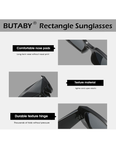 Gafas de Sol Rectangulares BUTABY UV400 Moda Unisex
