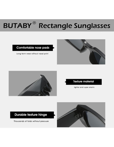 Gafas de Sol Rectangulares BUTABY UV400 Moda Unisex