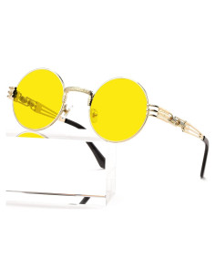 Gafas de sol redondas AIEYEZO metal UV 100% oro/amarillo