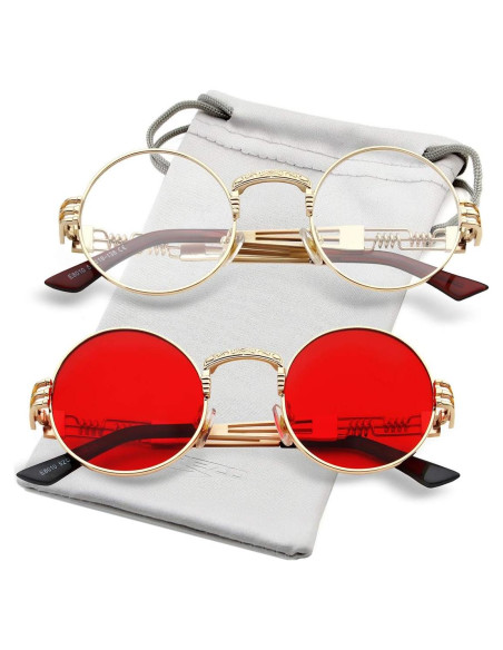 Gafas de sol redondas AIEYEZO steampunk 100% UV bloqueadas