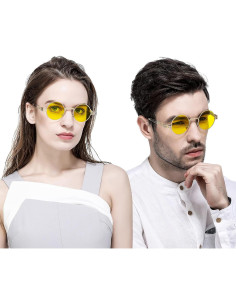 Gafas de sol redondas AIEYEZO metal UV 100% oro/amarillo 2