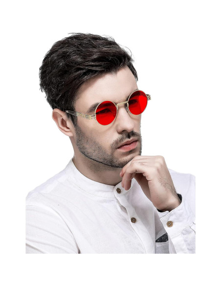 Gafas de sol redondas AIEYEZO steampunk 100% UV bloqueadas
