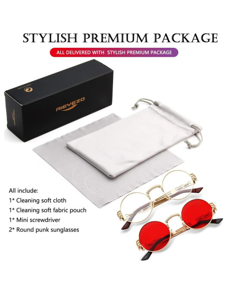 Gafas de sol redondas AIEYEZO steampunk 100% UV bloqueadas