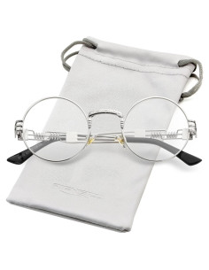 Gafas de sol redondas AIEYEZO steampunk UV 100% plata
