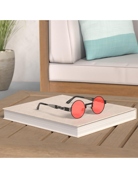 Gafas de sol redondas AIEYEZO steampunk 100% UV bloqueadas