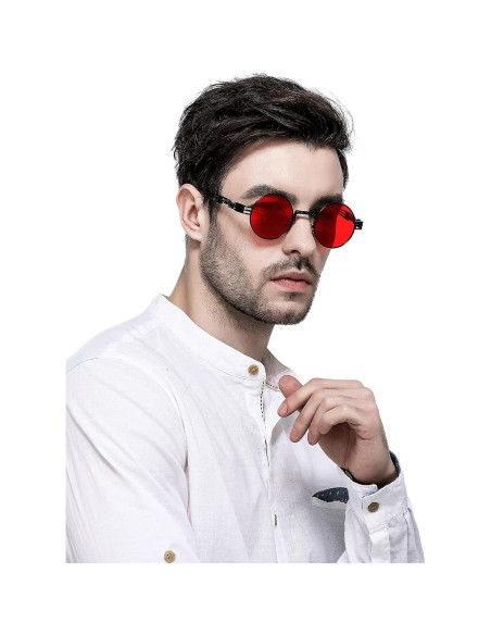 Gafas de sol redondas AIEYEZO steampunk 100% UV bloqueadas