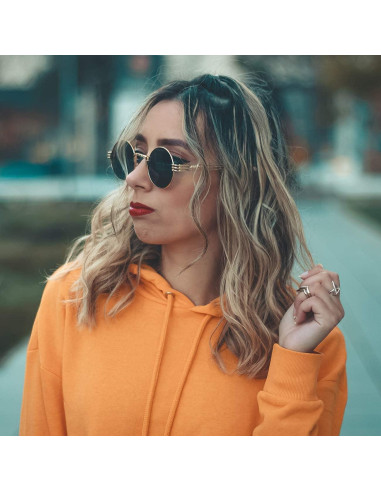 Gafas de sol redondas AIEYEZO steampunk 100% UV bloqueadas