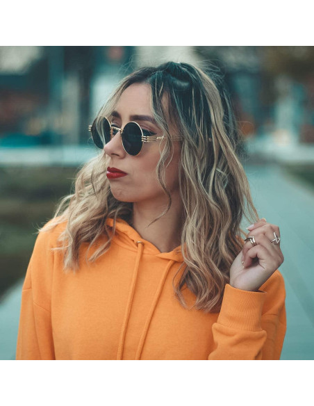 Gafas de sol redondas AIEYEZO steampunk 100% UV bloqueadas