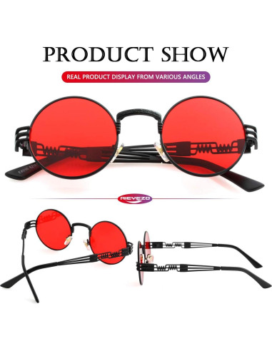Gafas de sol redondas AIEYEZO steampunk 100% UV bloqueadas