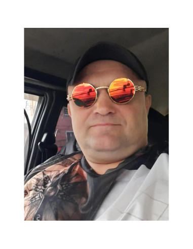 Gafas de sol redondas AIEYEZO metal UV 100% oro/espejo rojo