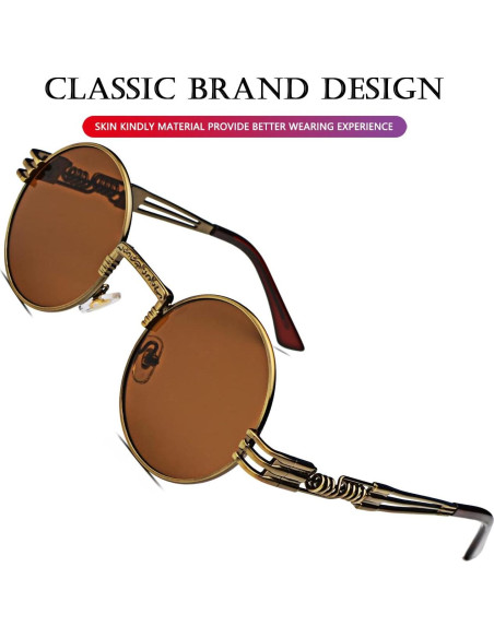 Gafas de sol redondas AIEYEZO con marco metálico UV400