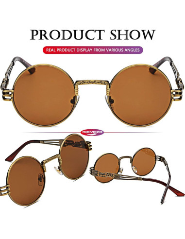Gafas de sol redondas AIEYEZO con marco metálico UV400