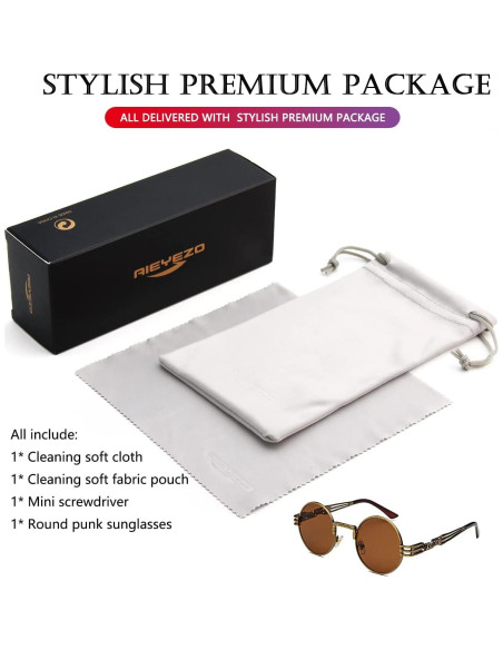 Gafas de sol redondas AIEYEZO con marco metálico UV400