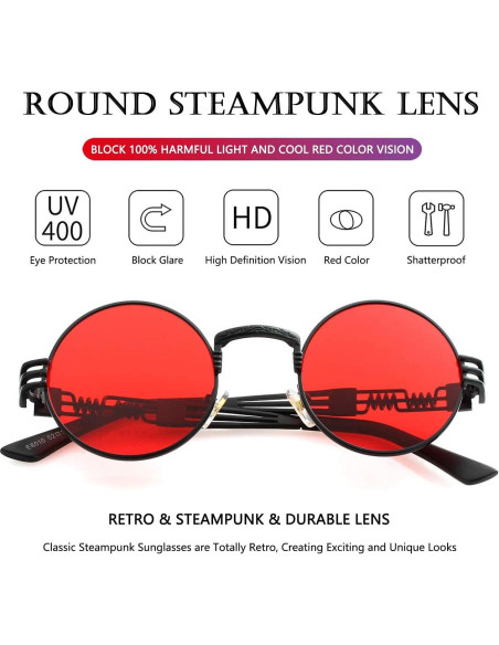 Gafas de sol redondas AIEYEZO steampunk 48mm UV400