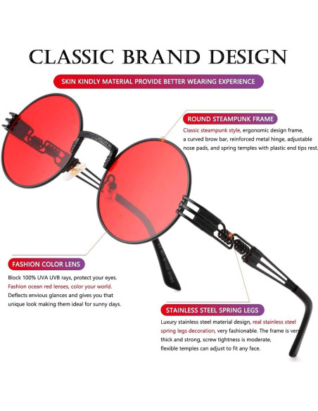 Gafas de sol redondas AIEYEZO steampunk 48mm UV400