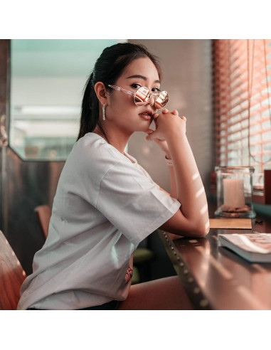 Gafas de sol redondas AIEYEZO Steampunk oro espejo rosa