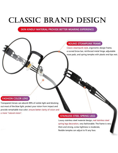 Gafas de sol redondas AIEYEZO Steampunk UV 100% bloqueadores