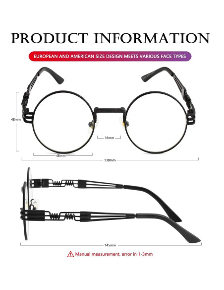 Gafas de sol redondas AIEYEZO Steampunk UV 100% bloqueadores