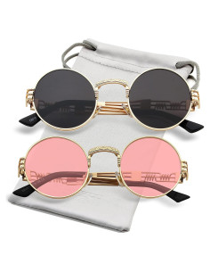 Gafas de sol redondas AIEYEZO steampunk 48mm UV400