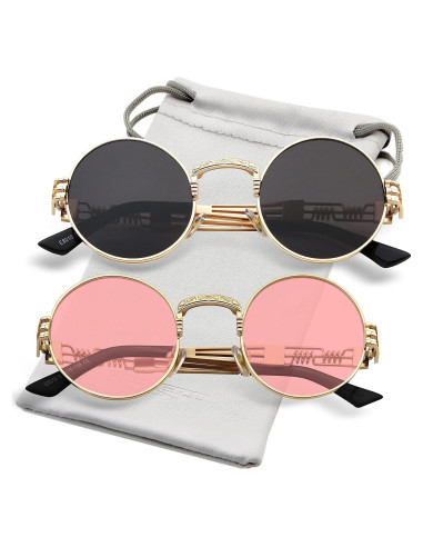 Gafas de sol redondas AIEYEZO steampunk 48mm UV400