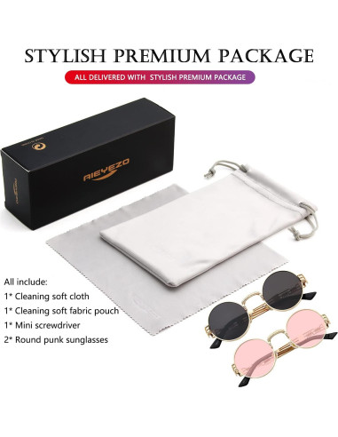 Gafas de sol redondas AIEYEZO steampunk 48mm UV400