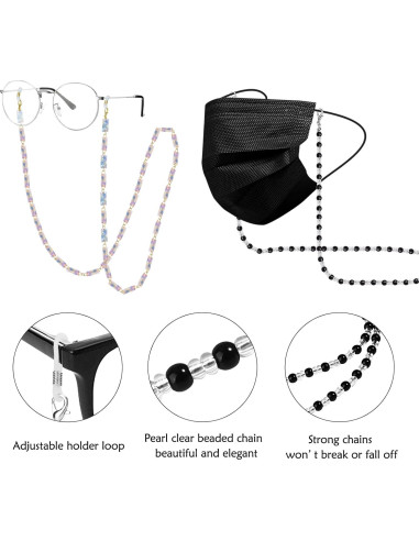 Cadenas para Gafas ONESING 4 Pcs Ajustables Multicolor