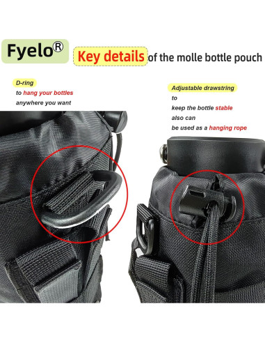 Bolsa Pouch para Botella Fyelo Táctica Negra 23x10 cm