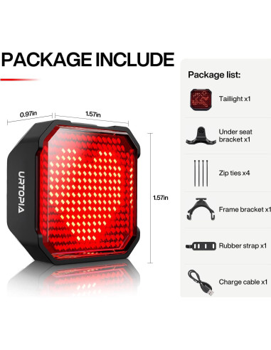 Luz Trasera Inteligente URTOPIA WT28 LED Recargable IP66