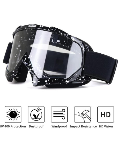 Gafas de Motocross JAMIEWIN Lente Clara Anti Niebla UV400