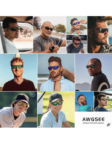 Gafas de sol polarizadas AWGSEE para hombres UV400 TR90