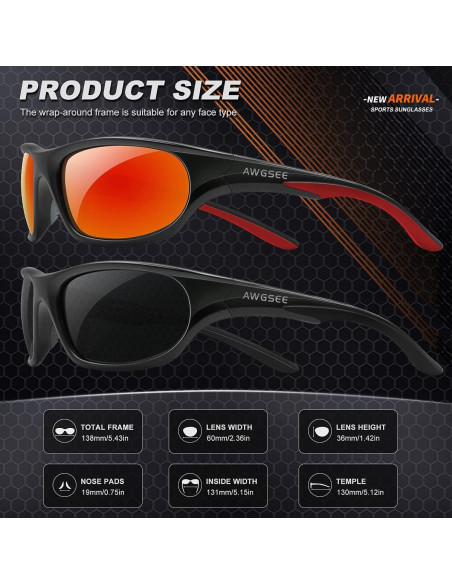 Gafas de sol polarizadas AWGSEE para hombres UV400 TR90