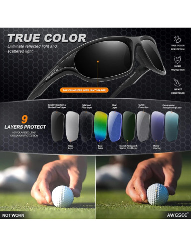 Gafas de sol polarizadas AWGSEE para hombres UV400 TR90