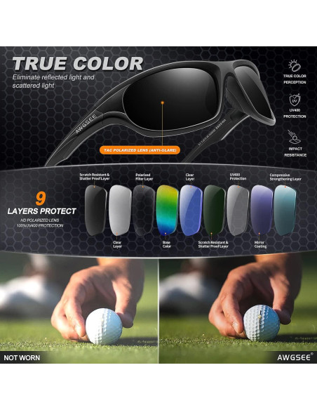 Gafas de sol polarizadas AWGSEE para hombres UV400 TR90