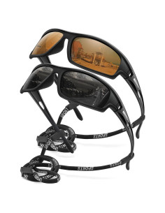 Gafas de sol polarizadas AWGSEE 100% UV 2pack Negro+Marrón