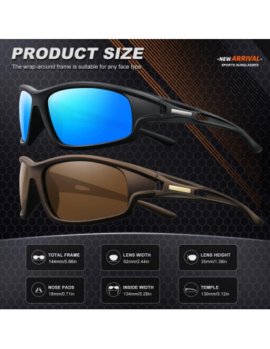 Gafas de sol deportivas AWGSEE polarizadas 100% UV 2pack