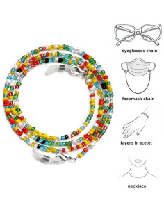 Cadena de Gafas con Perlas 4 Piezas para Mujeres 75 cm 2