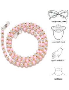 Cadena de Gafas con Perlas 4 Piezas para Mujeres 75 cm 2