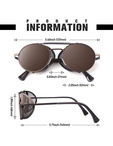 Gafas de sol steampunk polarizadas UV400 para hombres y mujeres