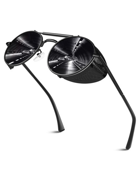 Gafas de sol steampunk SUNIER redondas polarizadas UV400