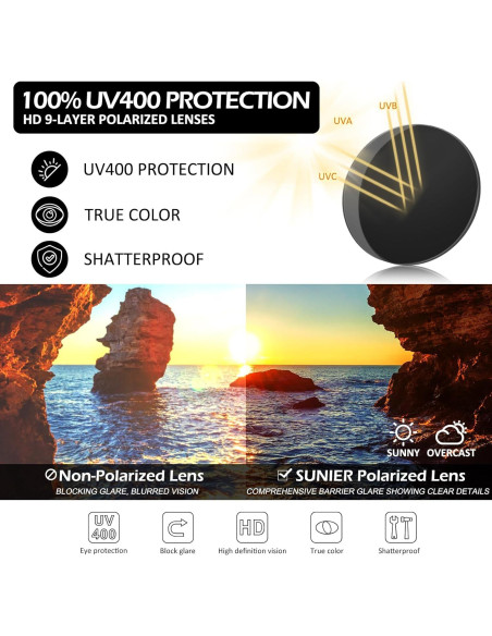 Gafas de sol steampunk SUNIER redondas polarizadas UV400