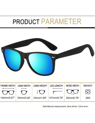 Gafas de sol cuadradas Joopin UV400 polarizadas unisex